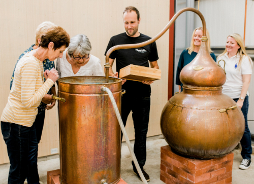 Customers on a distillery tour at Colwith Farm Distillery