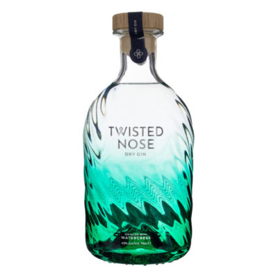 Twisted Nose Gin bottle on a white background