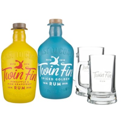 Twin Fin Bundle No 1 bottles and tankards on a white background