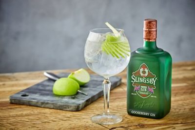 Slingsby Gooseberry withh chopping board and glass