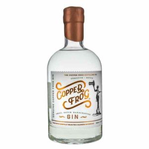 Copper Frog Gin bottle on a white background