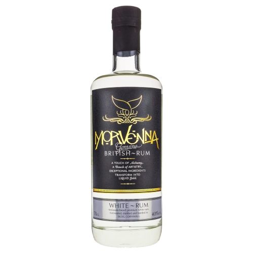 Morvenna White Rum bottle on a white background