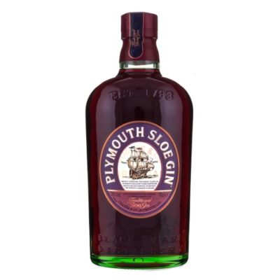 Plymouth Sloe Gin bottle on a white background
