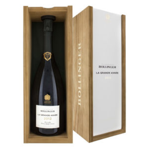 Champagne Bollinger La Grande Annee 2012 in angled wooden box