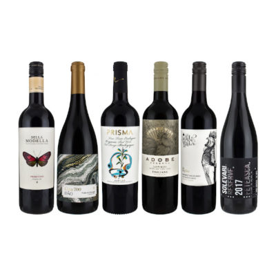 Vegan Red Wines on a white background