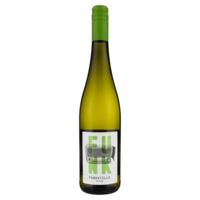 Funkstille Riesling bottle on a white background