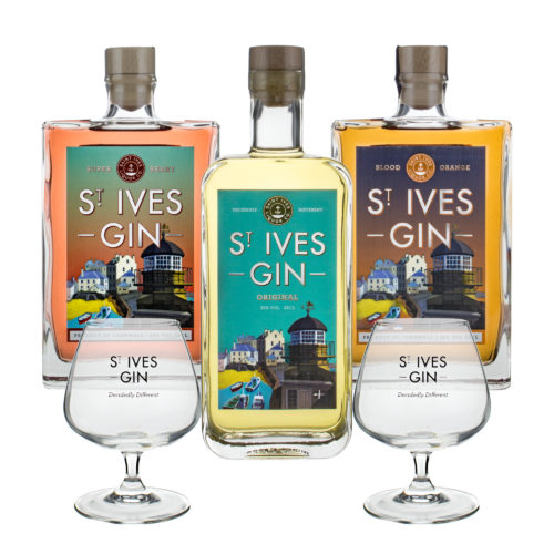 3 St Ives Gins With Gin Goblets