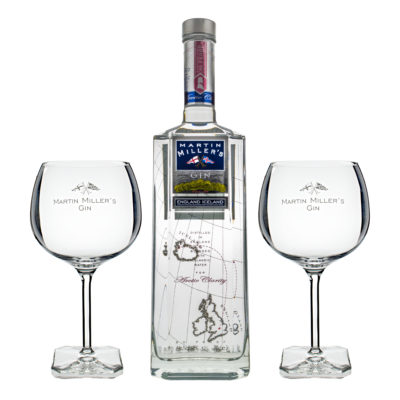 Martin Millers Gin With 2 Gin Goblets