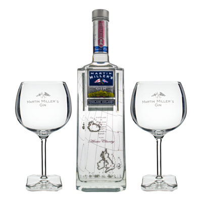 Martin Millers Gin With 2 Gin Goblets
